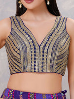 Thumbnail for Joban Fashion Women Sequin Navy-Blue Stitched Blouse - Distacart