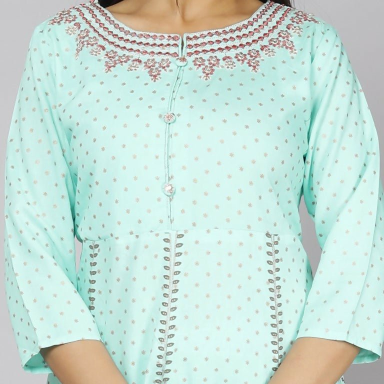 Alvano Women's Stylish Rayon Anarkali Kurta with Pant and Dupatta set Casual wear, Partywear, Wedding - Distacart