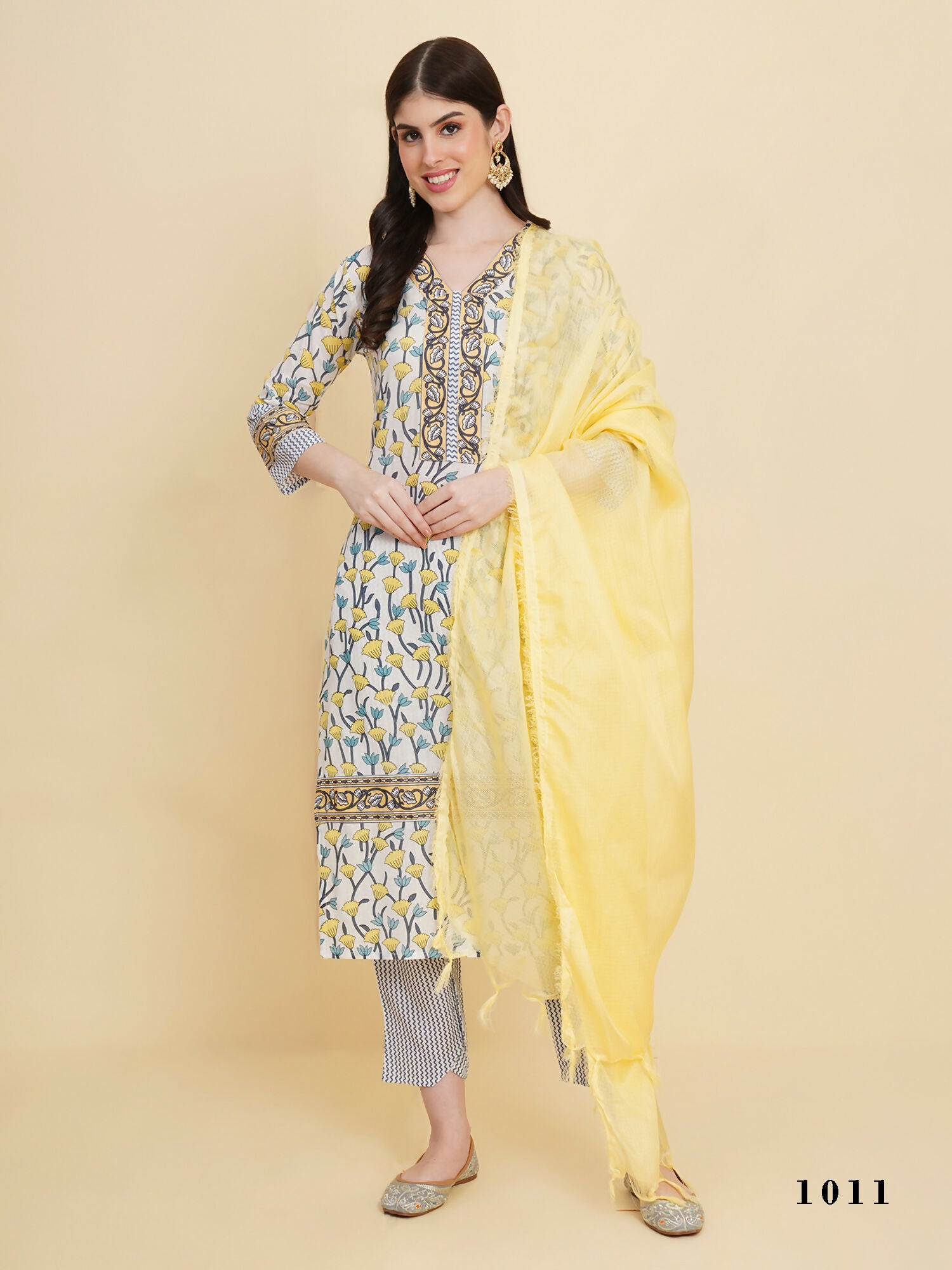 Designer Stylish White cotton Stitched Suit With Dupatta - Tanisha - Distacart