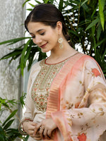 Thumbnail for The52 Women's Beautiful Rayon Fabric Embroidery Work Straight Kurta Pant and Dupatta Set - Distacart