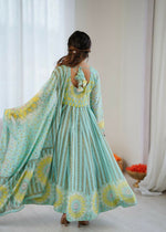 Thumbnail for Teeya Creation Sky Soft Organza Digital Printed Party Wear Long Gown - Distacart