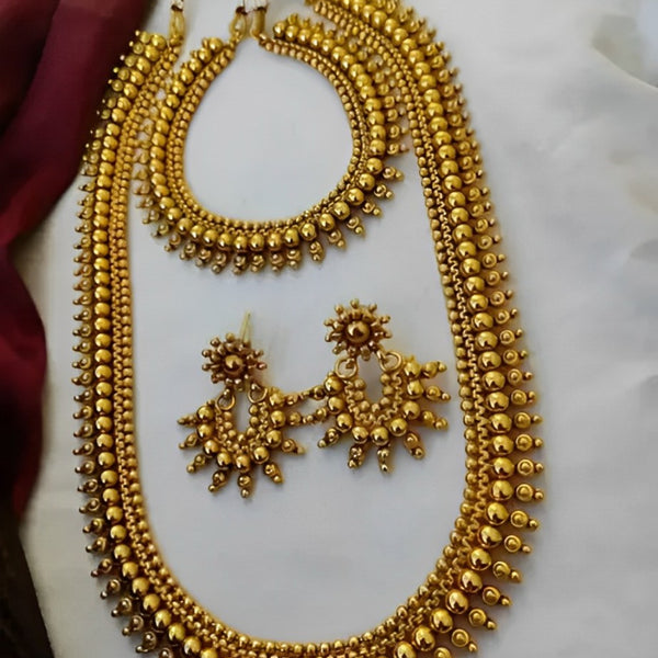 Jewel City Traditional Gold-Plated Kolhapuri Saaj Necklace Set with Matching Earrings - Distacart