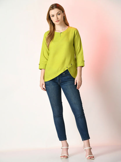 Myshka Women's Green Solid Top - Distacart