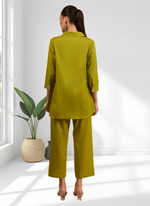 Thumbnail for Joban Fashion Green Cotton, Linen Embroidered Readymade Cord Set - Distacart