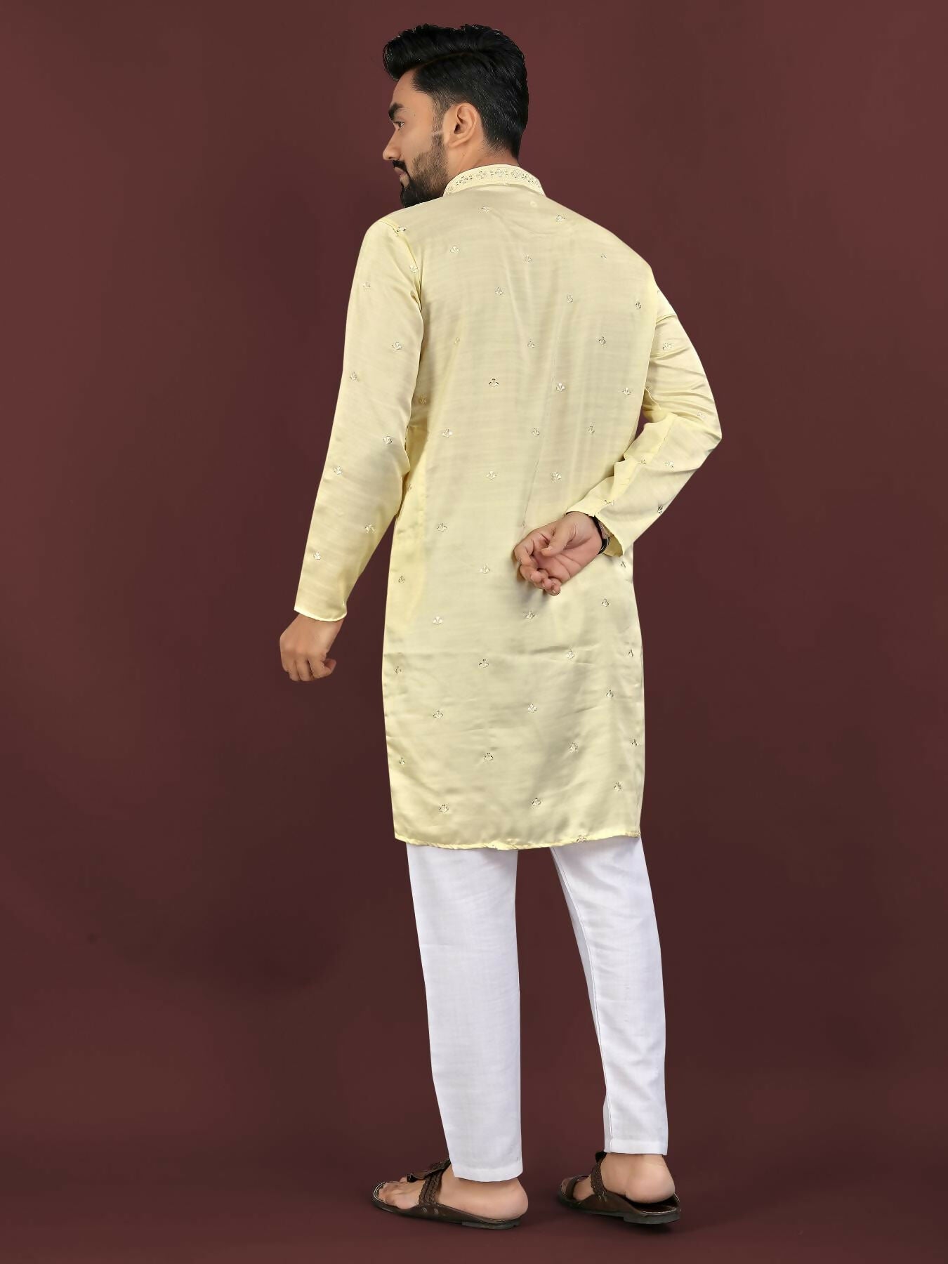 Anaita Yellow Embroidered Silk Straight Kurta - Distacart