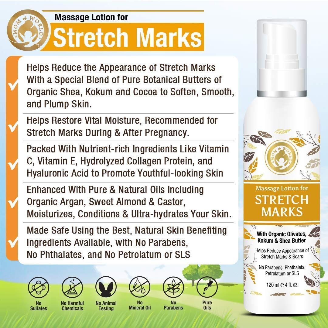 Mom & World Massage Lotion For Stretch Marks - Distacart