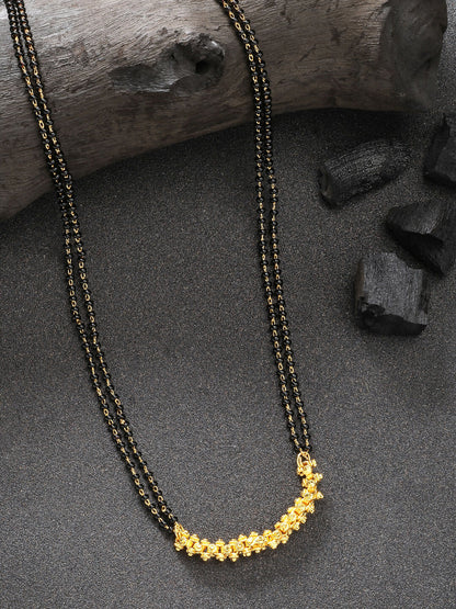 NVR Women's Set of 2 Black Gold-Polished & Beaded Mangalsutra - Distacart
