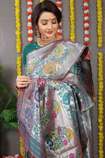 Thumbnail for Jyoti Fashion Women's Bottle Green Banarasi Silk Zari Woven Saree with Blouse - Distacart