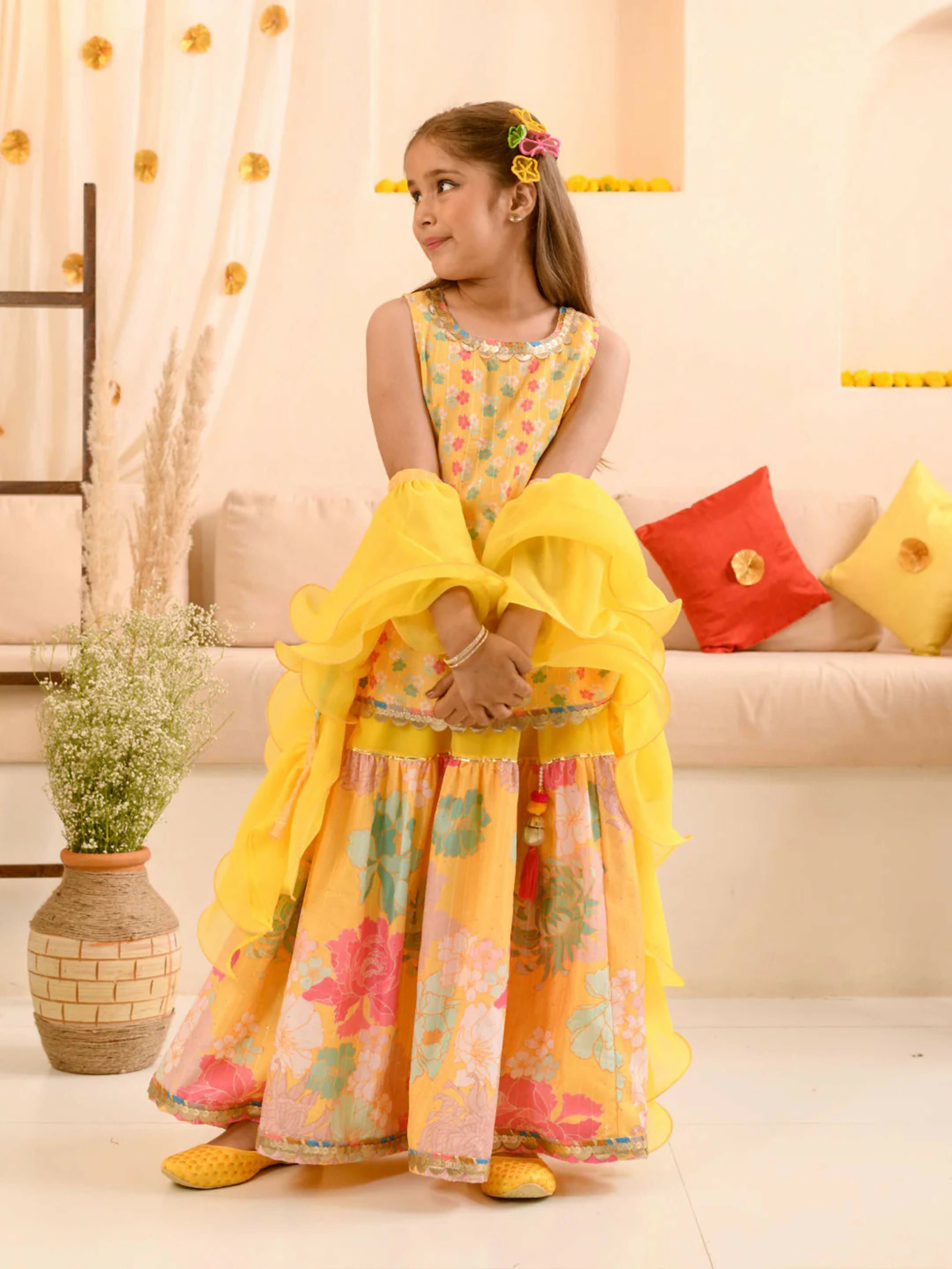 Joban Fashion Girl's Yellow Color Lehenga Choli