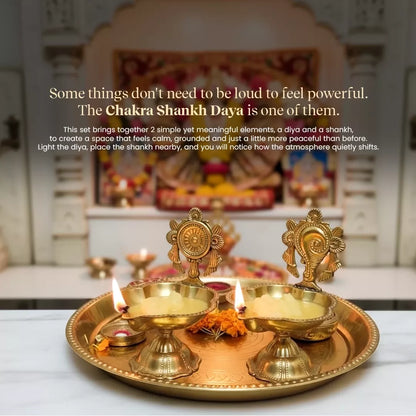 Pujashree Chakra Shankh Diya Set – Decorative Puja Set for Home Temple & Worship - Dista