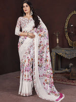 Thumbnail for Mitera Floral Printed Pure Georgette Saree - Distacart