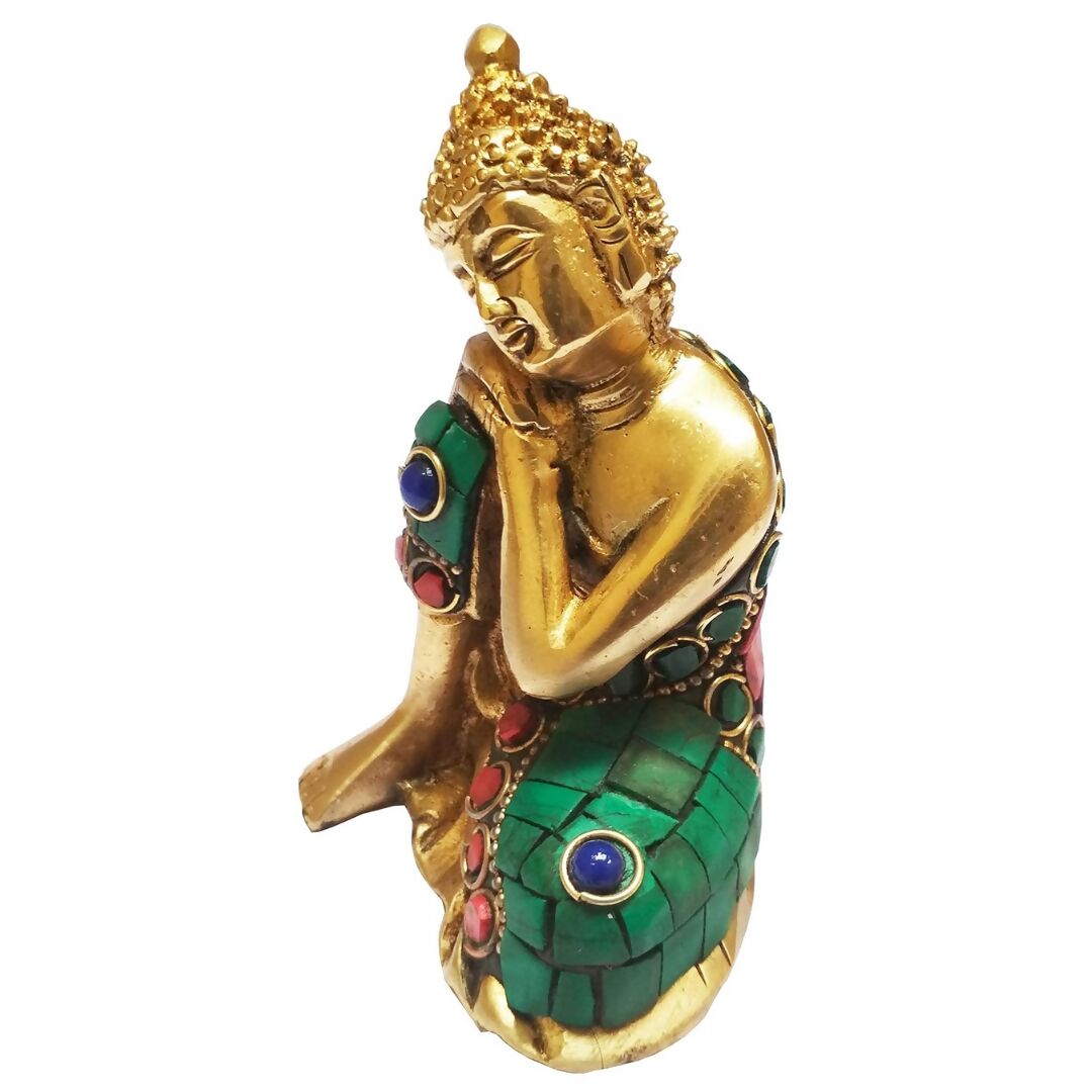 Purpledip Brass Resting Buddha Idol - Distacart