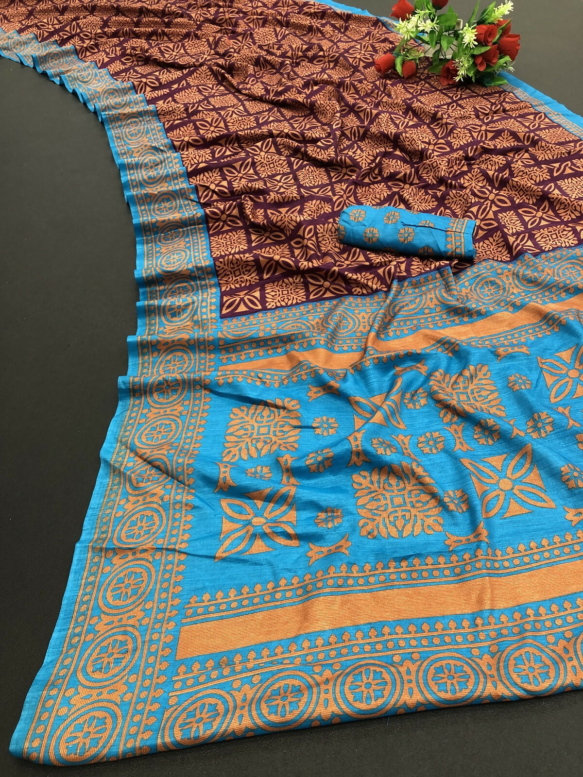 Vamika Purple Printed Art Silk Saree - Distacart
