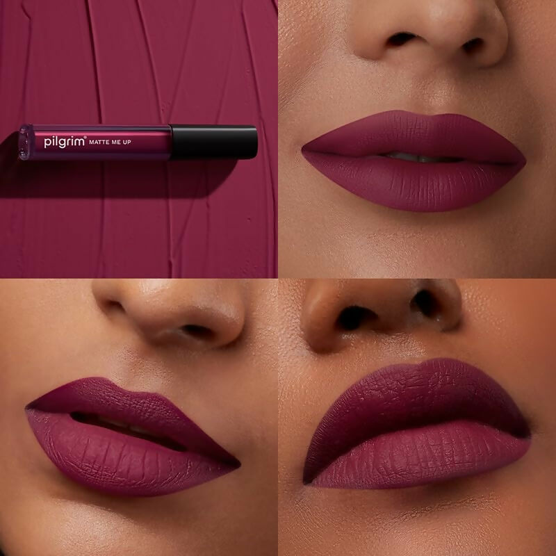 Pilgrim Liquid Matte Lipstick with Hyaluronic Acid - Wine Spill - Distacart
