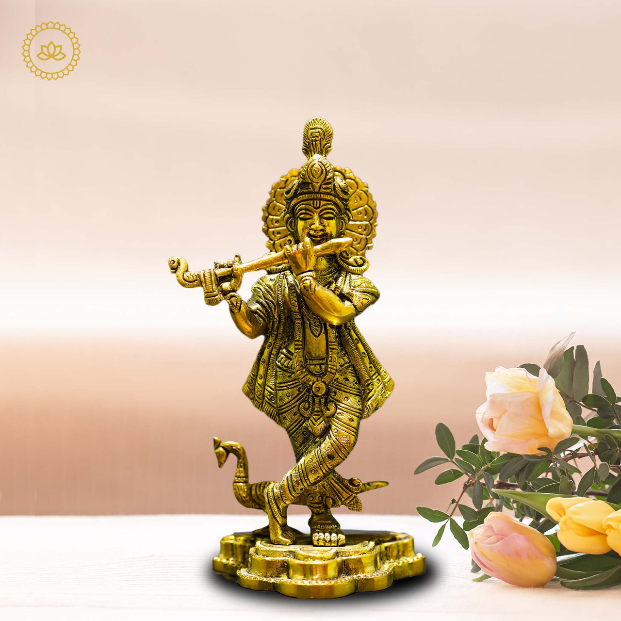 Divine Grace: Krishna Standing Brass Idol - Bringing the Spiritual Presence of Krishna - Distacart