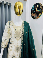 Thumbnail for Teeya Creation Green Color Chinon Silk Party Wear Trending Palazzo Set - Distacart
