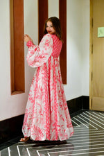 Thumbnail for Jyoti Fashion Women's Pink Heavy Digital Printed Cotton Silk Anarkali Dress - Distacart