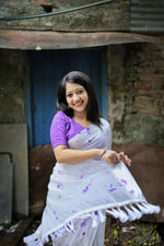 Thumbnail for Lavender Poly Georgette Tie And Dye Saree with Unstitched Blouse - A2M - Distacart