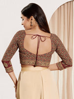 Thumbnail for Joban Fashion Maroon Cotton Padded Blouse With Sweetheart Neck Elbow Sleeves - Distacart