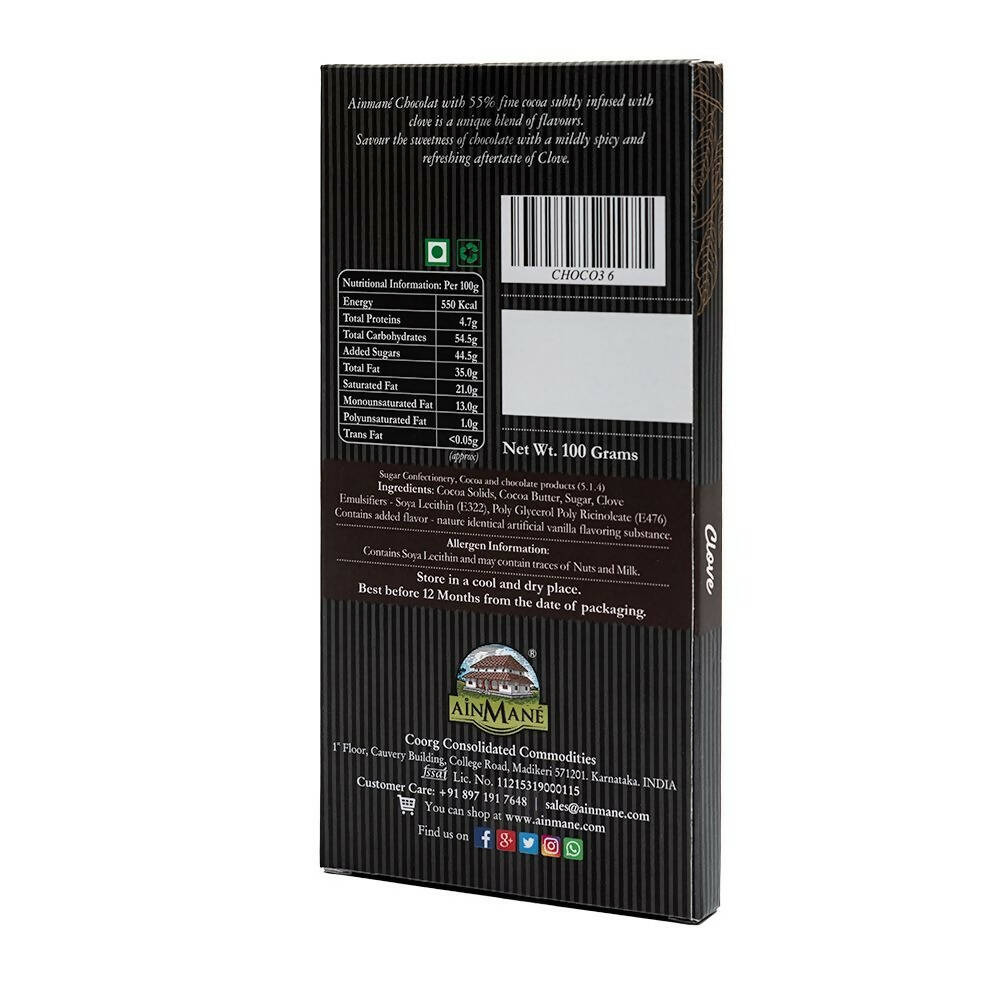Ainmane Clove Dark Chocolate 55% Cocoa - Distacart