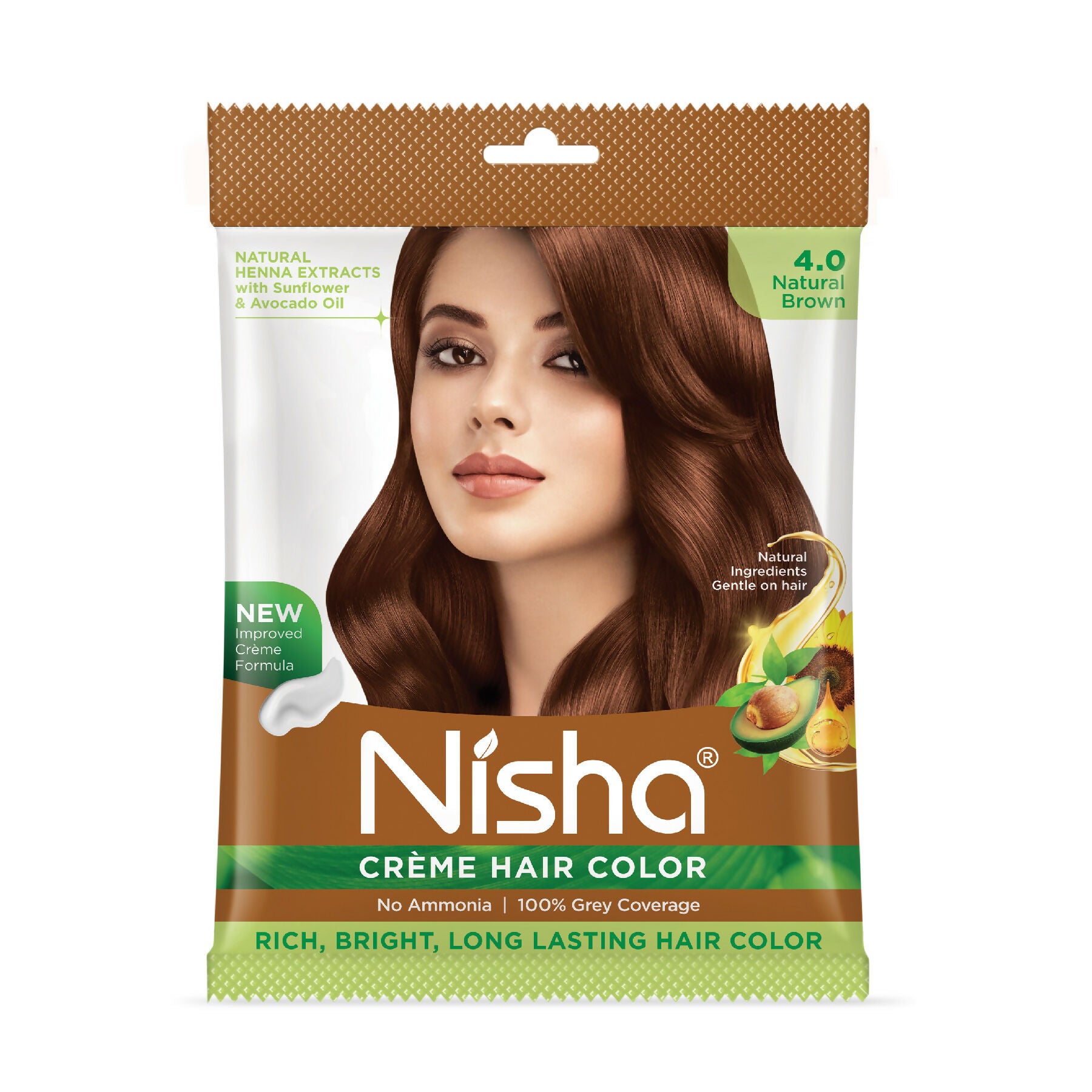 Nisha Creme Hair Color for Women - Natural Brown - Distacart