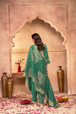 Thumbnail for BulBul Kuhu Green Muslin Kurta Set With Dupatta