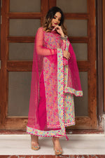 Thumbnail for NOZ2TOZ Women's Floral Printed Knee Length V Neck Sleeveless Kurti And Pant Set With Dupatta - Pink - Distacart