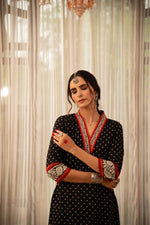 Thumbnail for NOZ2TOZ Women's Bandhani Design Printed Calf Length Black Kurti And Palazzo Set - Black - Distacart
