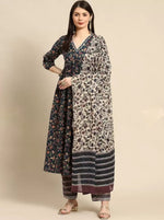 Thumbnail for NOZ2TOZ Women Flared Printed Anarkali Kurti And Pant Set With Dupatta - Green - Distacart