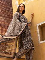 Thumbnail for NOZ2TOZ Women's Knee Length Floral Printed Kurti And Pant Set With Printed Dupatta - Black - Distacart