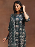 Thumbnail for NOZ2TOZ Women Floral Printed Knee Length Rayon Kurta Set With Printed Dupatta Set - Blue - Distacart