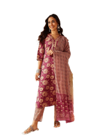 Thumbnail for NOZ2TOZ Women's Printed Knee Length Kurta Set With Printed Cotton Dupatta - Purple - Distacart