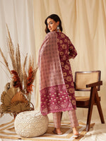 Thumbnail for NOZ2TOZ Women's Printed Knee Length Kurta Set With Printed Cotton Dupatta - Purple - Distacart