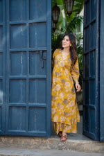 Thumbnail for NOZ2TOZ Women's Printed Knee Length V Neck Kurta And Pant Set - Yellow - Distacart