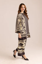 Thumbnail for NOZ2TOZ Women Printed Above Knee Length V Neck Co-Ords Set - Black - Distacart