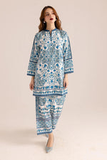 Thumbnail for NOZ2TOZ Floral Printed V Neck Long Sleeves Co-Ords Set For Women - Blue - Distacart