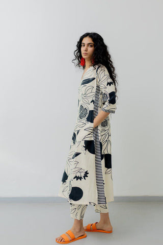 NOZ2TOZ Women's Printed Knee Length Stylish Co-Ords Set - White - Distacart