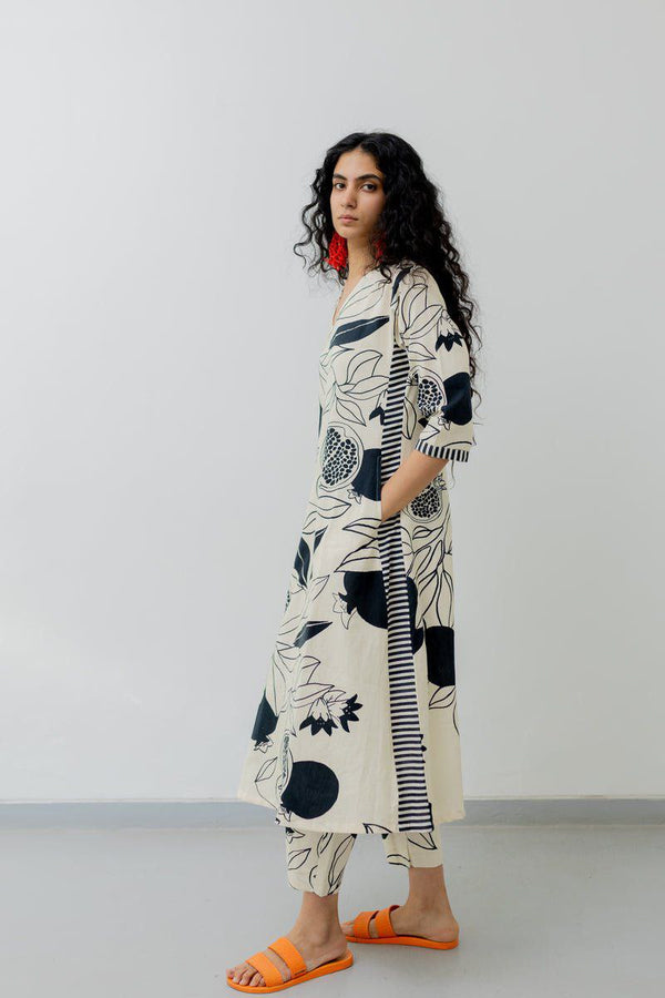 NOZ2TOZ Women's Printed Knee Length Stylish Co-Ords Set - White - Distacart