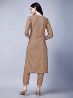 Thumbnail for NOZ2TOZ Women's Silk Blend Embroidered Kurti And Pant Set - Brown - Distacart