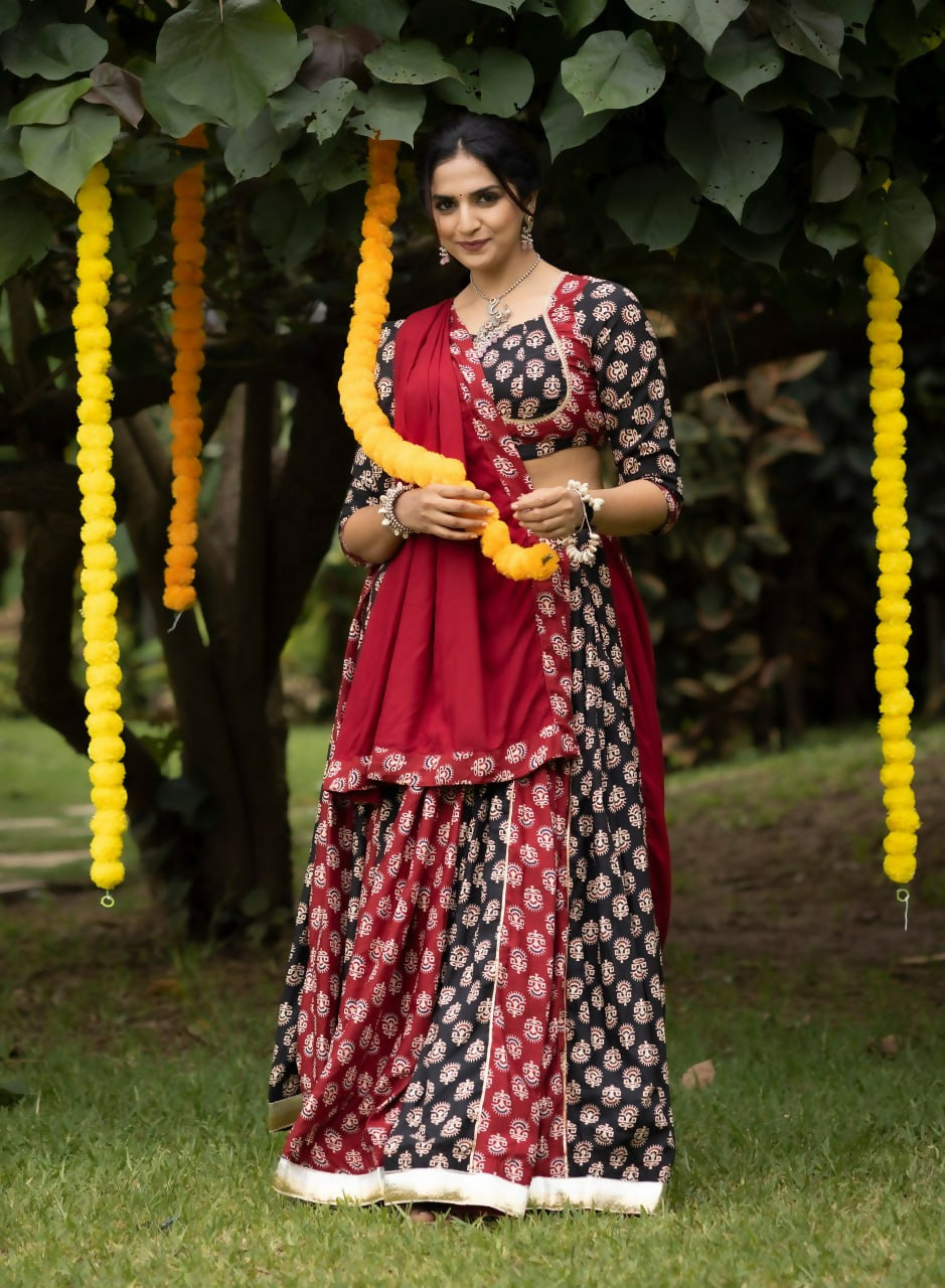 Yash Enterprise Multi Color Rayon Cotton Embroidery Semi Stitched Navratri Top Chaniya Choli - Dista