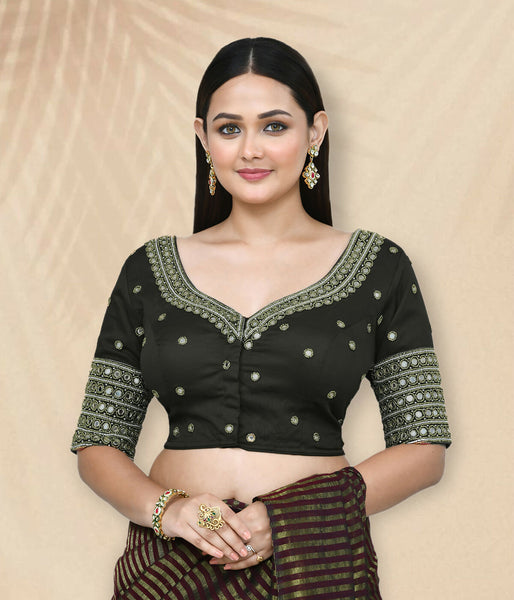 Joban Fashion Women's Black Embroidered Stitched Blouse