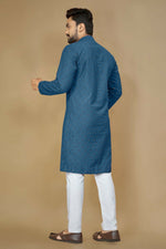 Thumbnail for Anaita Teal Embroidered Rayon Straight Kurta - Distacart