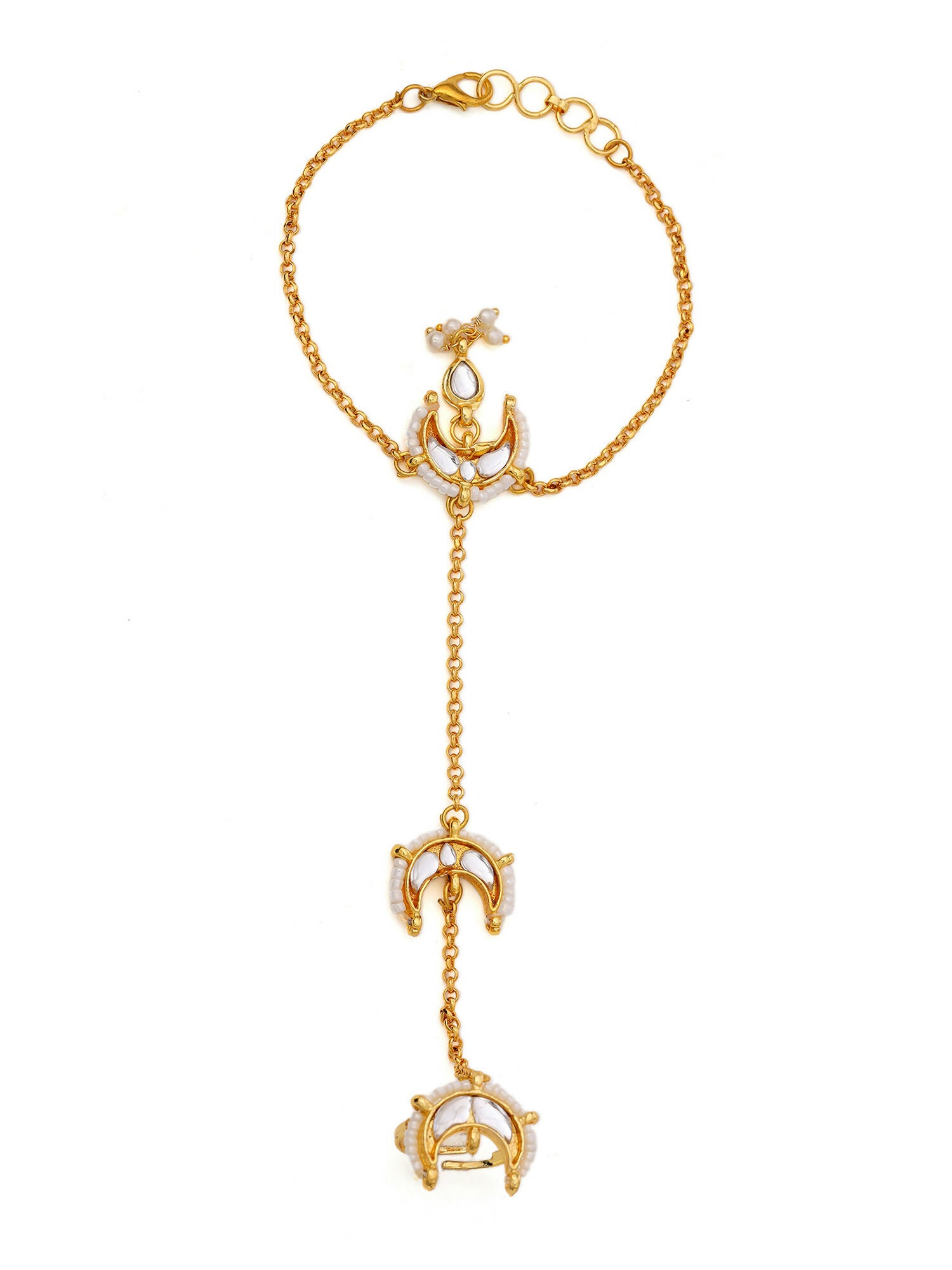 Ruby Raang Gold Chand Kundan Haath Phool