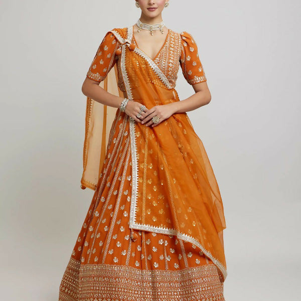 Lehenga Mart Designer Indian Wedding Lehenga Choli-Orange - Distacart
