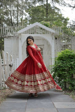 Thumbnail for Aastha Fashion Women's Maroon Faux Georgette Sequins Embroidered Anarkali Dress with Dupatta - Distacart
