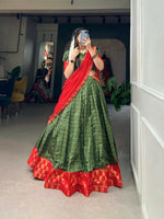 Thumbnail for Vastranavya South Indian Style Lehenga Choli - Green - Distacart