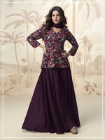 Thumbnail for Anaita Purple Chiffon Embroidered With Sequins Work Salwar Suit - Distacart