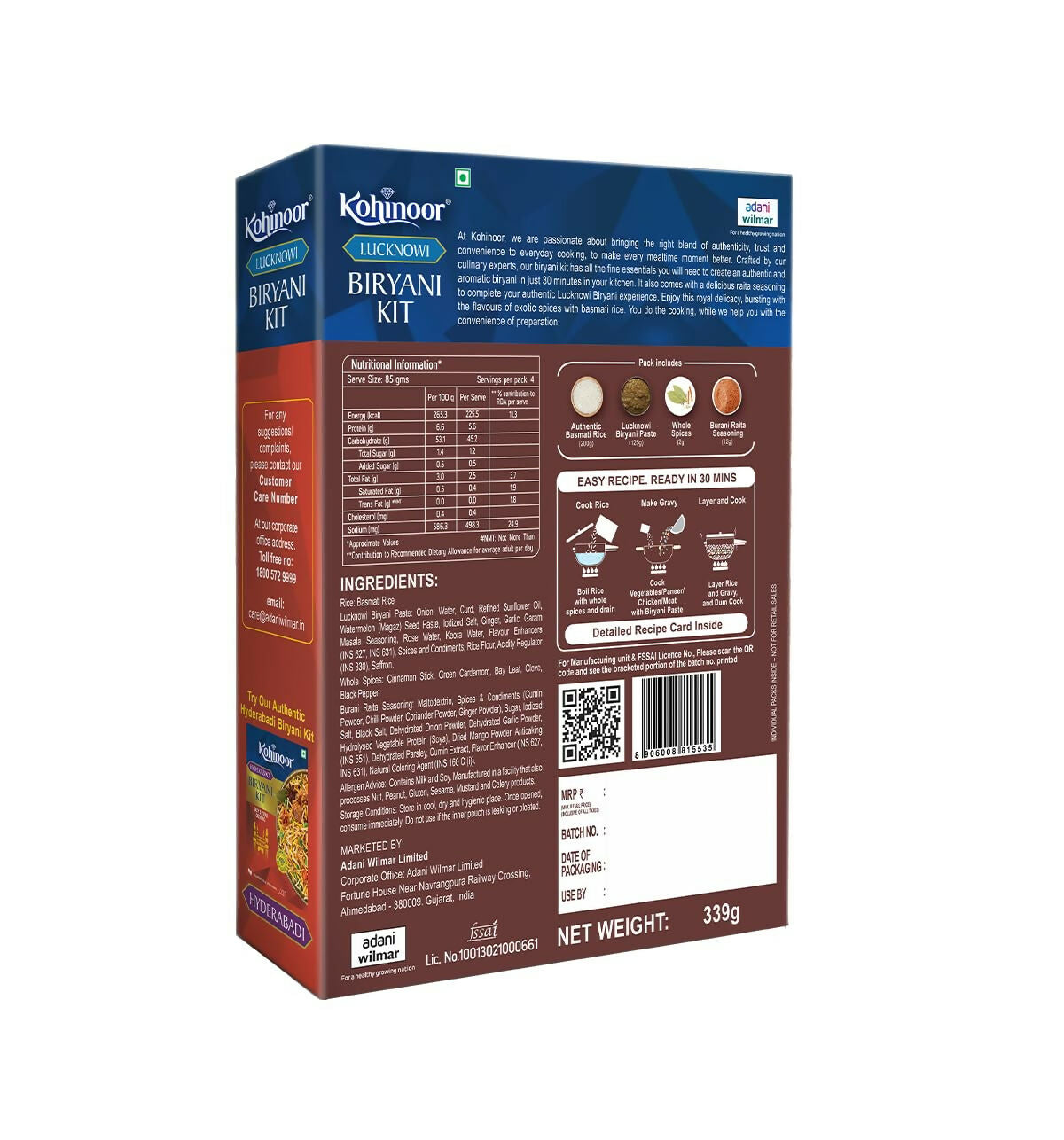 Kohinoor Authentic Lucknowi Basmati Biryani Kit - Distacart