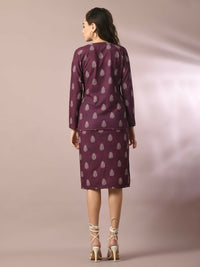 Thumbnail for Myshka Women's Violet Printed Knee Length Party Embellished Skirts - Distacart