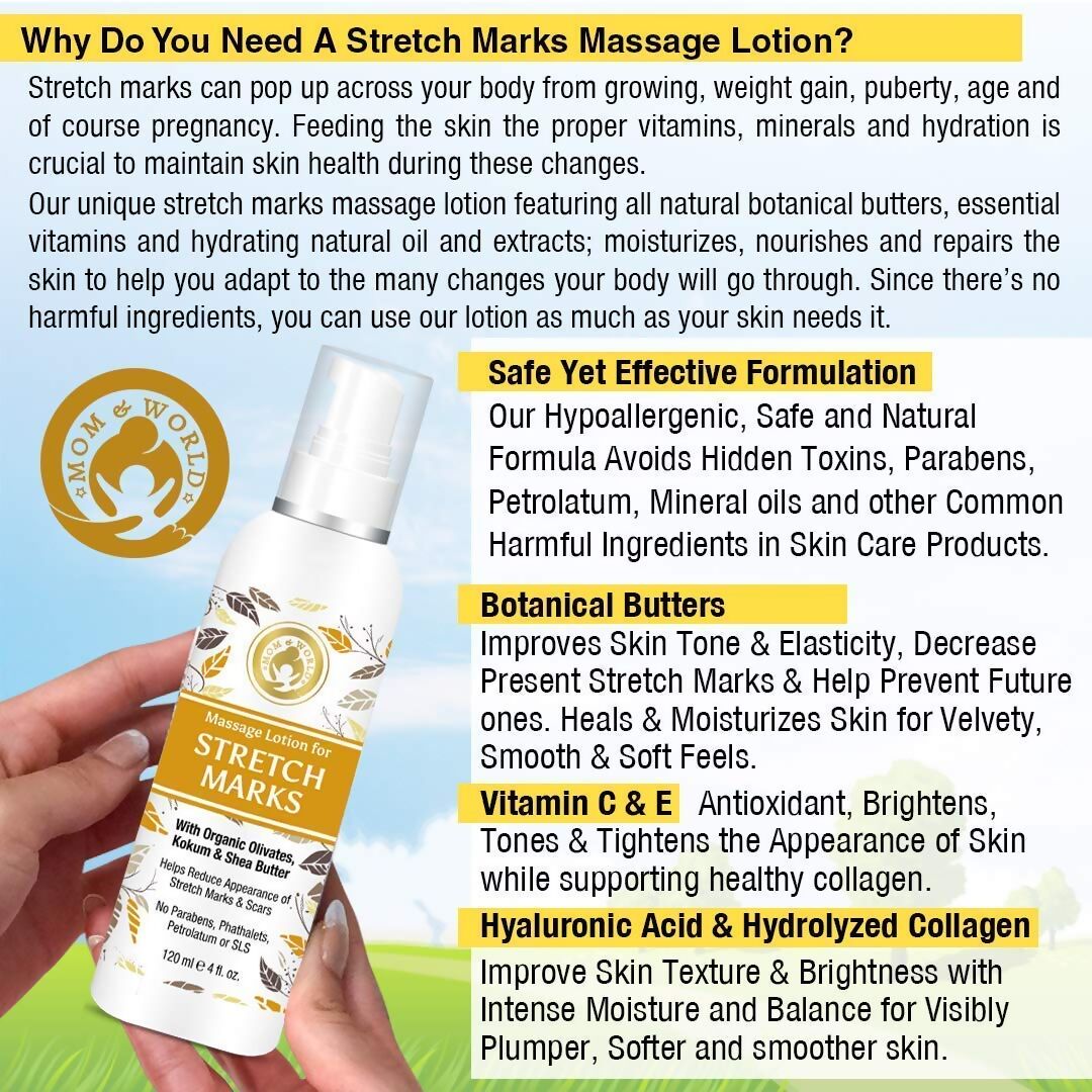 Mom & World Massage Lotion For Stretch Marks - Distacart